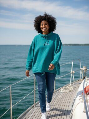 WEK Harbor Springs Pullover – Teal Embroidered Souvenir Hoodie, Size (XL)